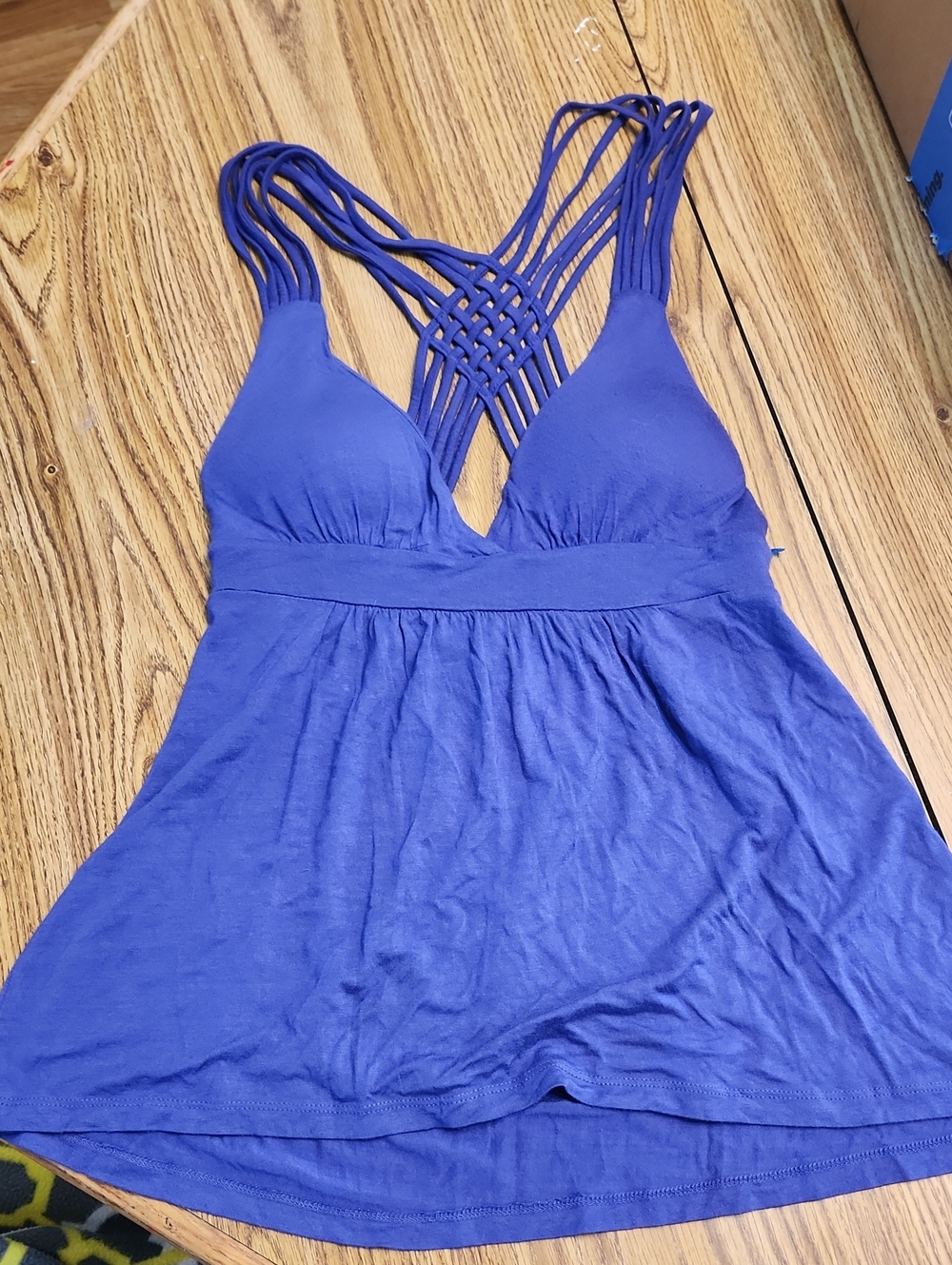 Anthropologie Royal Blue Strappy Tank with Lattice Back